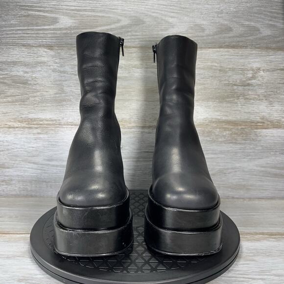 Steve Madden Women’s Cobra Y2K Platform Heeled Black Leather Boots Size 8 - Picture 2 of 10